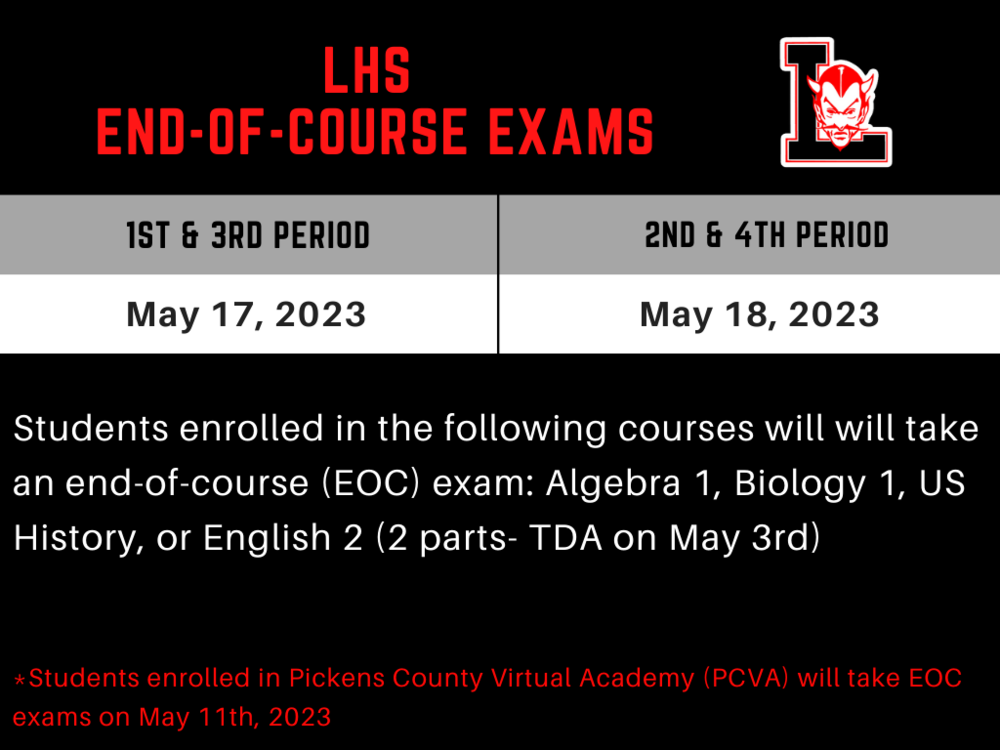 EOC Exam Schedule 