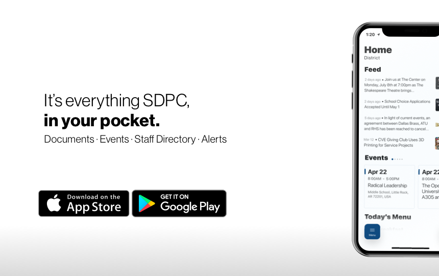 Banner promoting the new SDPC mobile app