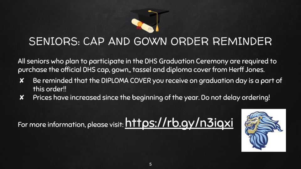Senior Cap and Gown Orders