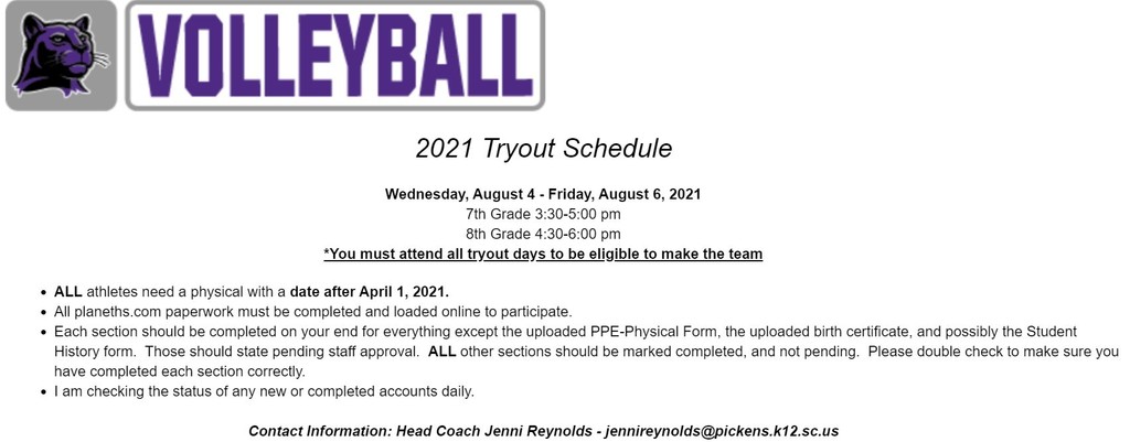 Volleyball Tryout Info