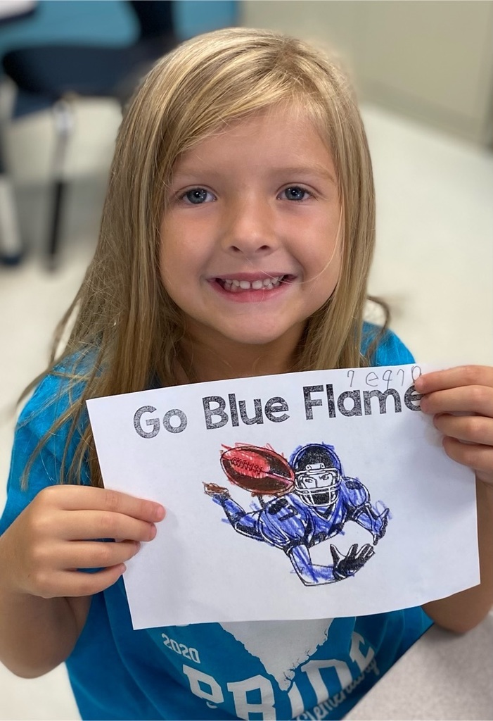 K5 students wishing Pickens High School Football Team good luck this Friday when they play in Georgia!  Go Blue Flame!