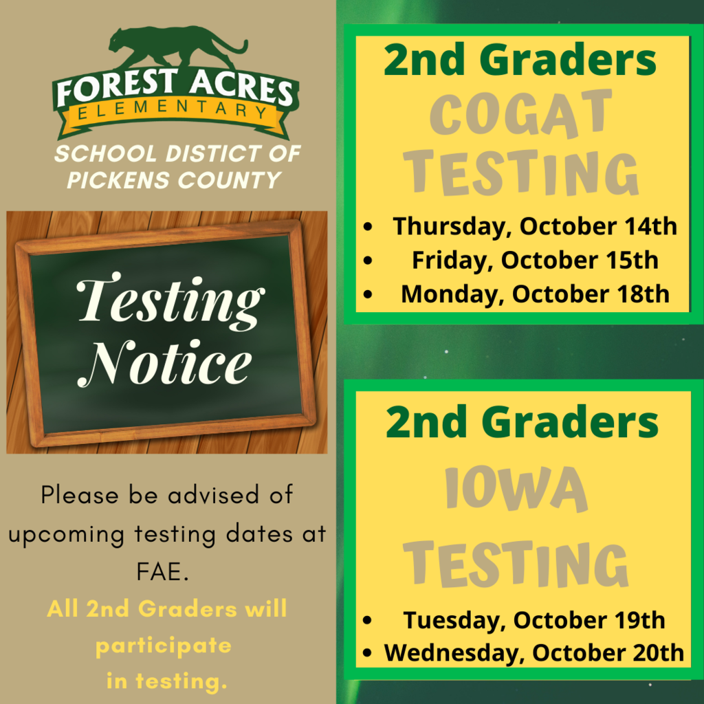 2nd Grade Testing Notice