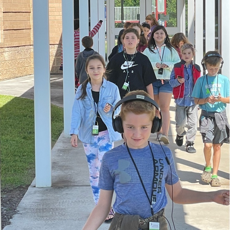 Mrs. Camp and Mrs. Anthony’s classes got to participate in “The Walking Classroom” today. They were able to listen all about the water cycle while enjoying being outside.