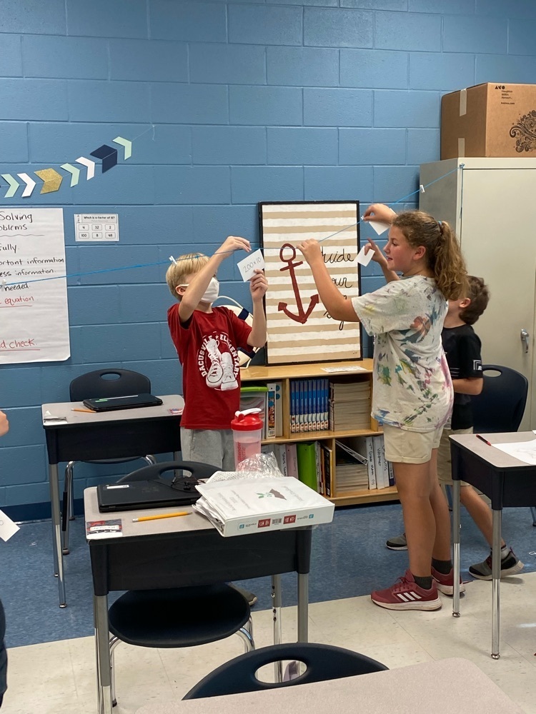 Mrs. Kilby’s math students worked on some Clothesline Math today. They ordered numbers and equations with multiples of 10.