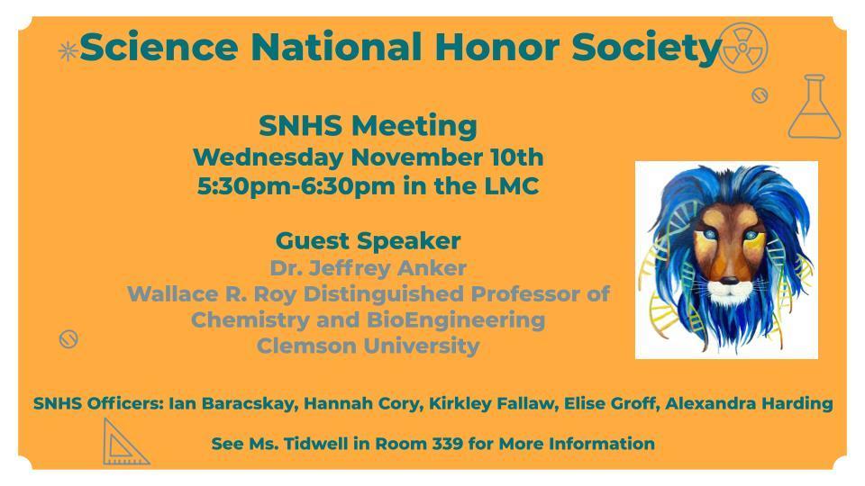 SNHS Meeting Announced
