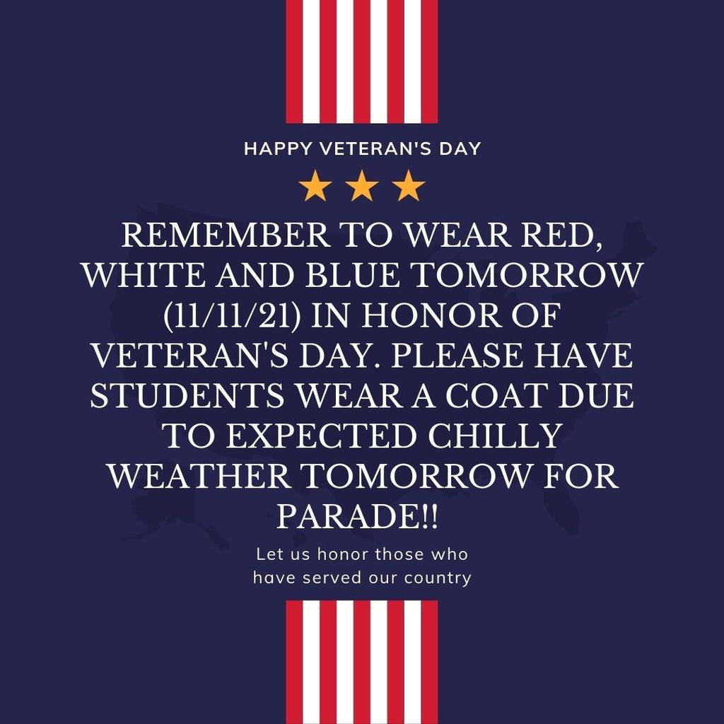 wear red, white and blue in honor of Veteran's Day.