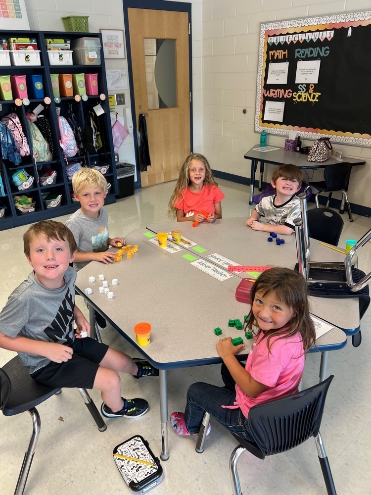 Mrs. Eberhart’s class exploring their math manipulatives they will be using this year as tools to help them learn!
