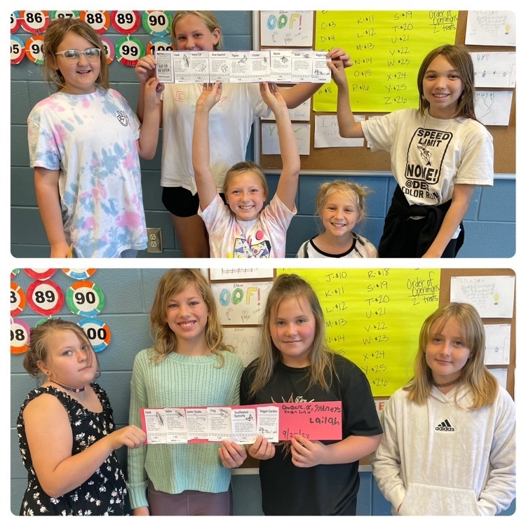Mrs. Camp’s classes worked on creating the longest food chains possible in science. They had to link as many animals as possible to see how they are all connected to each other.