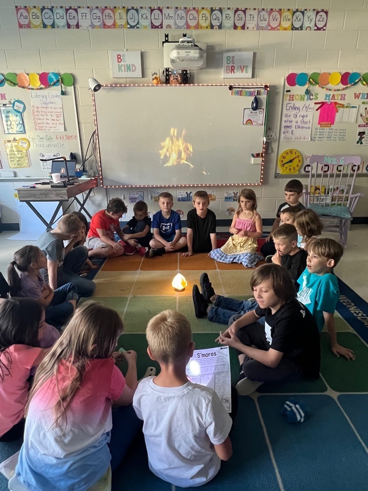 Today in Mrs. G’s class we shared our personal narrative writings around a campfire to keep warm! Students shared their writings by flashlight!