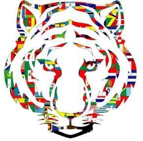 Tiger with flags