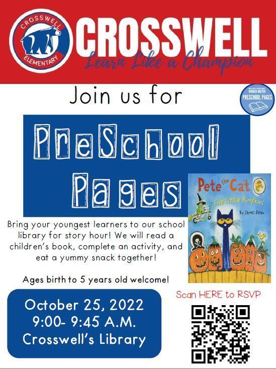 CWE Preschool PagesOctober 25th Crosswell Elementary