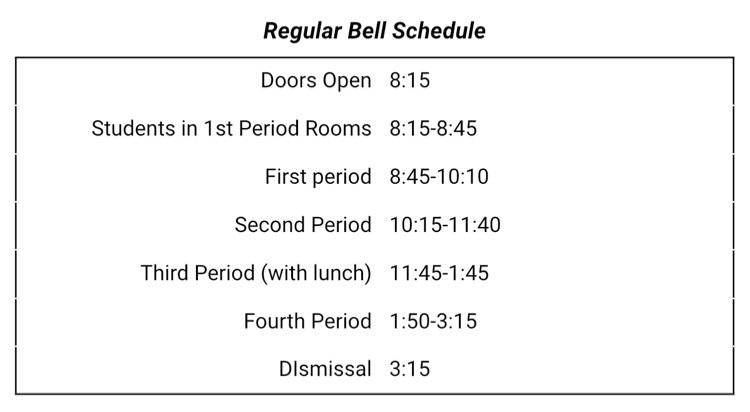 regular bell schedule 